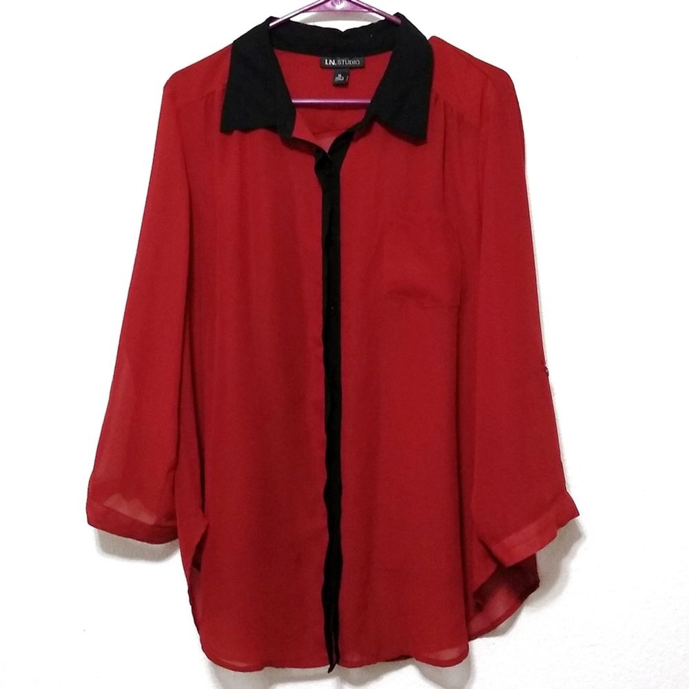 I.N. Studio button down blouse with tank